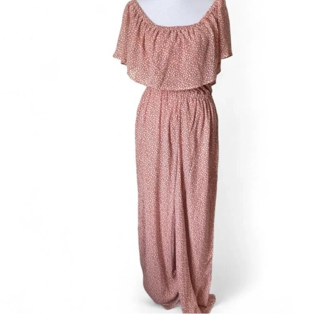 Sage the Label Pink Off the Shoulder Jumpsuit size Large - Picture 2 of 7